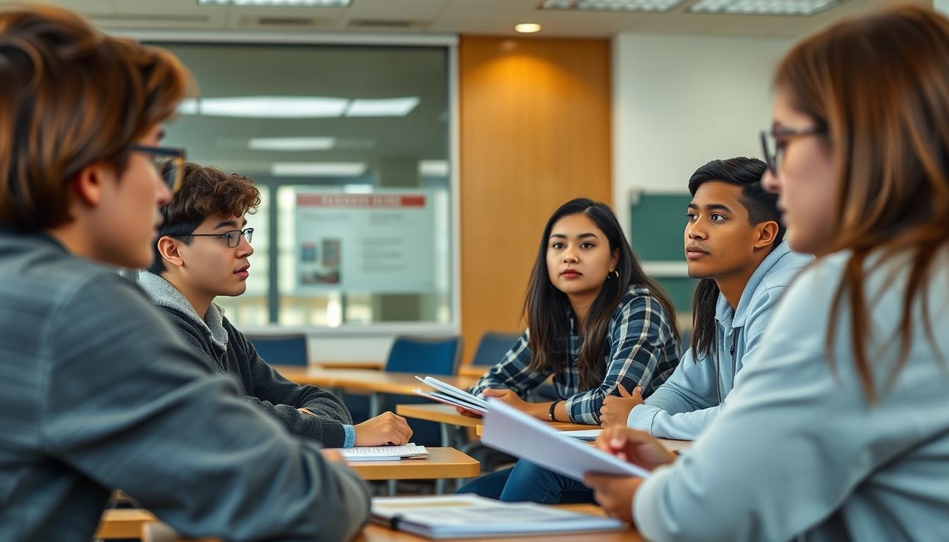 Student using a study guide to organize academic notes